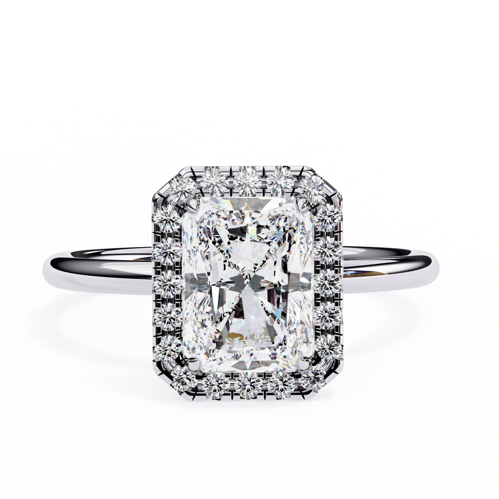 Radiant-Cut Diamond Halo Engagement Ring